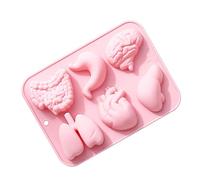 Moldes de silicona para órganos | Cerebro - Corazón - Intestino - Hígado - Forma de caramelo de estómago pulmonar - 6 cavidades Diyy Simulación De Fondant Pastel De Chocolate