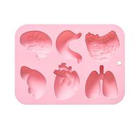 Moldes de silicona para órganos, corazón, cerebro, estómago, hígado, pulmón intestinal, fondant, 6 cavidades, para decoración de pasteles de chocolate, pudín, gelatina, postre