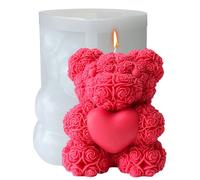 Moldes de silicona para osos 3D, molde de vela en forma de oso, molde de silicona para velas en forma de flor, moldes de fundición, moldes de velas de bricolaje para jabones hechos(grande)