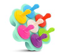 Moldes de silicona para paletas infantiles, 7 cavidades, molde para paletas de hielo con palitos coloridos, moldes de helado, sin BPA, reutilizables, aptos para lavavajillas (verde claro)
