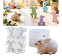Moldes de Silicona para Pascua,5 PCS Moldes de Fundición de Velas de Conejo Pascua Moldes para Velas 3D Conejo Molde de Silicona para Hacer Velas para Candelabro Velas de té Jabones