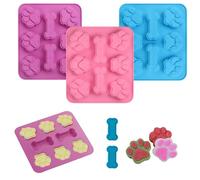 Moldes de silicona para patas de perros y huesos, 3 moldes de chocolate, antiadherente, forma de pata de perro, reutilizable, para golosinas de perro, dulces, gelatina, cubitos de hielo