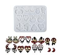 Moldes de silicona para pendientes sangrantes, moldes de resina epoxi, moldes de fundición con agujero para hacer lágrimas de Halloween, molde de hongo y luna