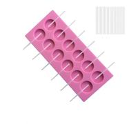 Moldes de Silicona para Piruletas,12 Mold Forma Redonda Silicona Lollipop con 50 Palitos Caramelo,Moldes de Lollipop Moldes de Chocolate Redondo Rosa para Tartas,Caramelos,Gelatinas y Chocolate