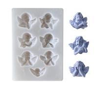 Moldes de silicona para resina, molde silicona ángeles 7 cavidades para fundición de resina, herramientas artesanales fáciles de despegar para creaciones de decoración del hogar