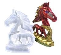 Moldes de silicona para resina, reutilizables, suministros de manualidades de fácil liberación, moldes de resina epoxi en forma de caballo, para hacer decoración del hogar, oficina, estantes,