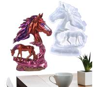 Moldes de silicona para resina, suministros de manualidades reutilizables de fácil liberación, moldes de resina epoxi en forma de caballo, para hacer decoración del hogar, oficina, estantes,
