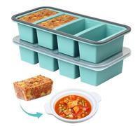 Moldes de Silicona para Sopa, Bandejas de Silicona para Congelar con Tapa,Recipientes de Silicona an Tiadherente, Apilables, sin BPA, 250/500ml Molde Congelador para Caldo,Salsas (2PC 4 cámaras)