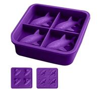 Moldes de silicona para tiburón - Juego de cocina de 4 cavidades, bandeja flexible con forma de hielo, diseño fácil de salir, molde con silicona de alimenticio | Para picnic, cam