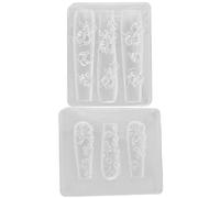 Moldes de silicona para uñas, 2 moldes de silicona para uñas, dije de flores 3D, arte suave antiadherente, arte reutilizable lavable para decoraciones de bricolaje