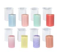 Moldes de silicona para velas multiusos, 8 Uds, silicona cilíndrica geométrica para hacer jabón, decoración del hogar, fabricación reciclable