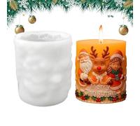 Moldes de Silicona para Velas Navideñas,Molde de Fundición con Relieve 3D de Reno, Santa y Niña,Molde De Jabón Artesanal De Silicona | Para Velas, Cemento, Yeso, Organizadores, Maestros,