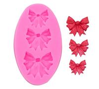 Moldes de silicona pequeños para chocolate | 3 Grids Chocolate Dessert Baking Molds | 8,5 x 5 x 1,3 cm Fondant Chocolate Baking Embossing Tools for Sugar Candy Cake Pop Bow Craft (silicona)