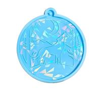 Moldes de silicona redondos de Navidad con forma de animal con agujero para colgantes, moldes de resina