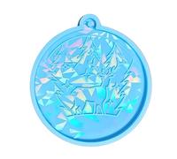 Moldes de silicona redondos de Navidad con forma de animal con agujero para colgantes, moldes de resina