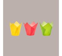 Moldes de tulipán desechables de papel para magdalenas, colores surtidos, fondo 50 mm H95 mm 300 unidades, Lucgel