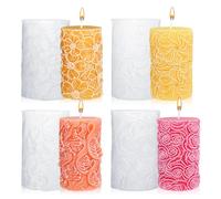 Moldes de vela para fundición, 4 piezas de moldes de silicona con flores 3D, forma de vela de silicona, moldes de silicona para velas 3D DIY molde de silicona, moldes de fundición para velas