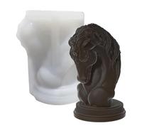 Moldes de velas de animales, molde de silicona con busto de caballo, escultura de bricolaje, molde flexible fácil de quitar con suave, fundición de pastelería para creaciones de confitería, exhibición