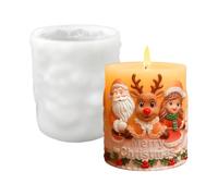 Moldes De Velas De Navidad De Silicona | Moldes De Concreto 3D Relieve Niña Papá Noel Reno, Silicona Para Adornos De Oficina Y Hormigón - Para Velas, Resina Epoxi