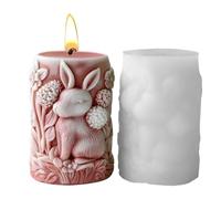 Moldes de velas de silicona - Molde para manualidades, molde de cemento con diseño de flor y conejo | Fabricación de velas de bricolaje para decoración de la habitación del hogar, cena de