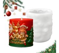 Moldes De Velas Navideñas De Silicona | Molde De Hormigón Con Relieve 3D De Niña Santa Y Reno - Molde De Silicona Para Decoración Navideña | Para Velas, Cemento, Yeso, Organizadores,