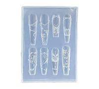 Moldes elásticos de alta calidad para uñas que contienen plantillas detalladas de lazo de flores para manualidades de belleza para resina
