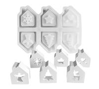 Moldes en forma de casa, molde para velas para casa - Rejilla Hollow Splicing House 6,Molde de resina de silicona antiadherente, molde para caramelos castillo, molde de silicona en forma de casa; De