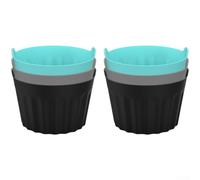 Moldes flexibles para hornear sin silicona, aptos para microondas, accesorios para freidora de aire, moldes flexibles para magdalenas, aptos para microondas, 6,5 cm (6 (negro)
