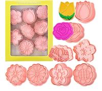 Moldes Galletas Flores,8 Piezas Sakura Cookie Mold Cookie Cutter Molde Cortador Galletas Forma de Flor Moldes Galletas 3D para Galletas Caseras,Dulce de Azúcar,Bayas, Queso