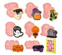 Moldes Galletas Halloween, 8 Piezas Cortadores de Galletas Niños, Plástico 3D Prensable DIY Moldes Interesantes Cookie Cutter para Decoración de Fiesta de Pastel, Fondant