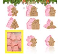 Moldes Galletas Navidad 8 Piezas,Cortador Galletas Navidad 3D,Cortadores Galletas Navidad,Hombre de Jengibre,Papá Noel,áRbol de Navidad,para en Galletas,Fondants y Postres Decoración de Pasteles