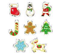 Moldes Galletas Navidad 8 piezas, molde para hornear de acero inoxidable -Papá Noel, copos de nieve, muñeco de nieve, árbol de Navidad