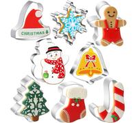 Moldes Galletas Navidad, Lot de 8 Emporte Pièces Noël en Acier Inoxydable Moule à Biscuits Cookies Sablés Patisserie Decoupoir en Forme Père Noël, Licorne, Flocon de neige, Arbre de Noël