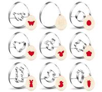 Moldes Galletas Pascua 9 piezas, Pascua linzer Cortador de Galletas, Acero Inoxidable Cortador Pascua huevo conejito, Cortador Pascua ideal para galletas Pascua