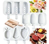 Moldes Helados, 3 Unidades 9 Cavidades Con 50 Palos Madera, Molde Helado Silicona sin BPA, Moldes Paletas, Molde Barra Helado, Moldes Paletas Chocolate, Molde Helados