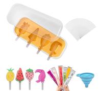 Moldes Helados,4 Cavidades Moldes de Helado,10 Piezas Bolsas Para Helados,Molde Helado Silicona Sin Bpa,Moldes Para Hacer Helados Reutilizable,Para Paletas y Helados Caseros,Con Embudo de Silicona