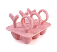 Moldes Helados Silicona 6 Cavidades, Molde Helado Reutilizable Rosa con Asas en Forma de Letras, Moldes para Helados Caseros de 17ml, Antideslizante y Duradero