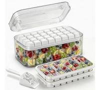 Moldes Hielo,Bandeja Hhielo,Cubiteras Para Hielo, Cubitera de Grado Alimenticio, Liberación de Todos Los Cubitos de Hielo en un Segundo, Molde Hielo Reutilizable Para 64 Ice Cube Tray （blanco）
