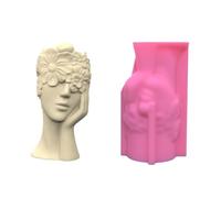 Moldes Jarrón Silicona Molde Botella Flores Forma Contemplativa Niña Moldes Mapas Flores Únicos Textura Silicona Para Jarrón Artesanal Moldes Maceta