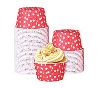 Moldes Magdalenas Papel, 100 Piezas Casos de Cupcake Muffin Cupcake Liners Cupcake Moldes Magdalenas Papel para Fiestas de Cumpleaños Bodas (Rojo)