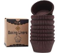 Moldes Magdalenas Papel,200 Piezas estándar,Pergamino Antiadherente de Grado Alimenticio,A Prueba de Grasa,Moldes Papel Magdalenas Marrón,Tamaño estándar