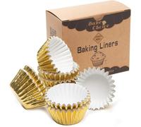 Moldes Magdalenas Papel Mini,400 Piezas Antiadherente,Envoltorios para Cupcakes, Forros para Cupcakes para Decoraciones Navideñas, Dorado,Tamaño Mini