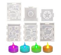 Moldes navideños - 6 moldes de Navidad para farolillos - con 4 velas de té, decoración para proyectos de manualidades interiores y exteriores para adultos, mujeres, fiestas de fiesta, decoración de