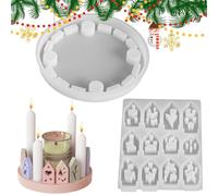 Moldes navideños | Forma de 12 compartimentos con base - Portavelas de silicona - Para cera Adviento Decoración del hogar Accesorios de fiesta