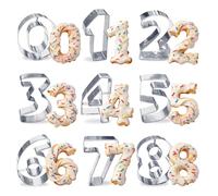 Moldes Números, Molde de Pastel Digital, Digital Mold Inoxidable, Numbers Biscuit Molds, Cookie Cutter Set, Number Shapes 0 to 8, para Elaboración de Galletas, Dulces, Pasteles