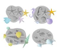 Moldes Oceánicos,2 Piezas Molde Para Tartas De Fondant,Molde De Silicona Para Chocolate,Molde Para Galletas De Caracola,Molde De Silicona De Arcilla,Para Decor De Pastel Chocolate,Repostería