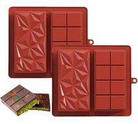Moldes para chocolates, 2 Piezas Moldes de Chocolate Silicona, Molde Turron Silicona Molde Chocolate Tableta Profunda Moldes Molde Barra de Chocolate No Pegajosos para Chocolate Jalea Dulce Hielo