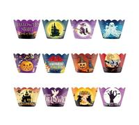 Moldes Para Cupcakes De Halloween | 12 Unidades de Contenedores para Muffins - Recipientes Postres Fiestas Temáticas Terror Para Casa Exterior Panadería Camping Picnic Casa Encantada Boda