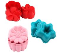 Moldes para cupcakes de silicona de grado alimenticio, resistentes al calor, aptos para horno microondas, antiadherentes, reutilizables, ide