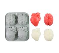 Moldes para dulces de chocolate,Moldes para hornear de Halloween - de silicona en forma de corazón y cerebro para hornear, de aromaterapia de resina de 4 cavidades, molde de Chocolate, mo